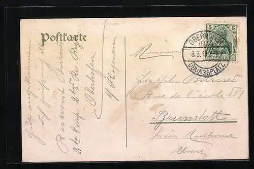 Lithographie Hagenau, Wasserturm, Dragoner-Kaserne, Museum