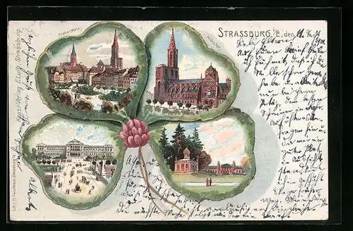 Lithographie Strrassburg, Universität, Münster, Kleberplatz