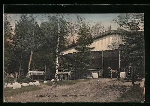 AK Höftgrube /U.-E., Cafe A. Thumann mit Wachhund