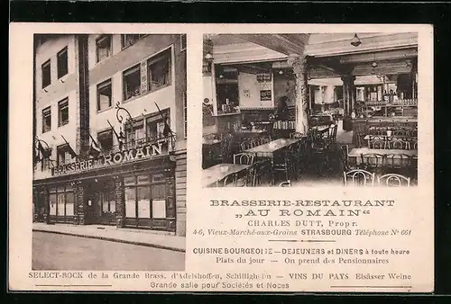 AK Strasbourg, Brasserie-Restaurant Au Romain C. Dutt, Vieux Marché-aux-Graine 4-6