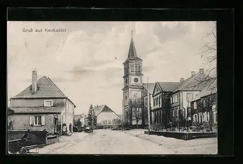 AK Keskastel, Strassenpartie mit Kirche