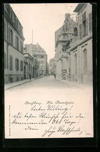 AK Strassburg, Brandgasse mit Wachsoldaten