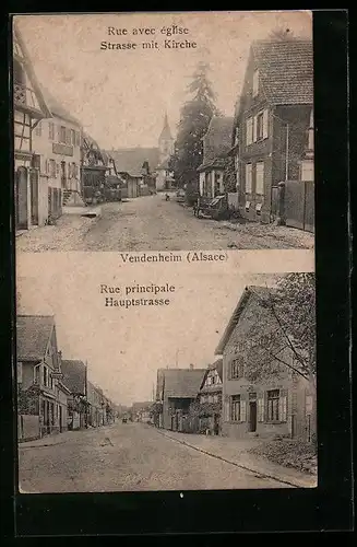 AK Vendenheim /Alsace, Rue principale, Rue avec eglise