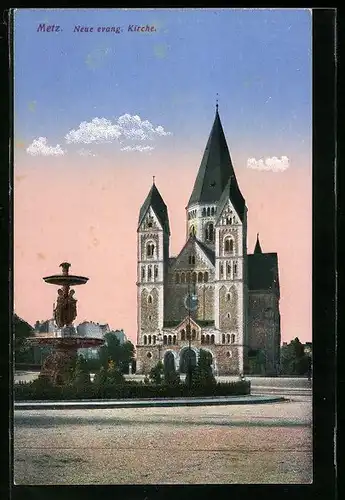 AK Metz, Neue evang. Kirche mit Anlage