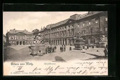 AK Metz, Stadthaus mit Statuen