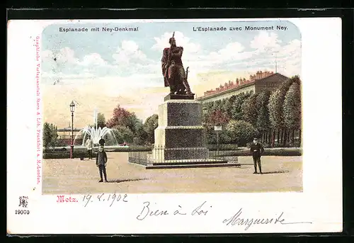 AK Metz, L`Esplanade avec Monument Ney