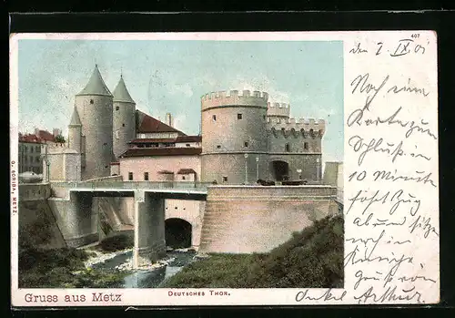 AK Metz, Deutsches Thor mit Brücke