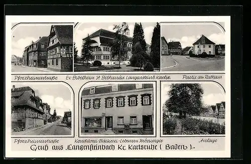 AK Langensteinbach, Anlage, Pforzheimstrasse, Konditorei-Bäckerei-Lebensmittel