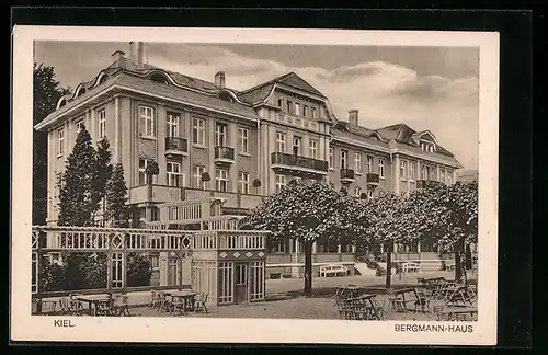 AK Kiel, Sommer-Caféterrasse vor dem Bergmann-Haus