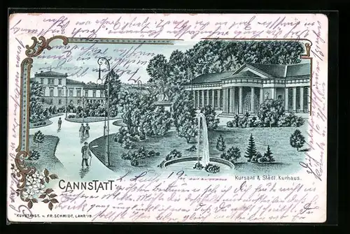 Lithographie Cannstatt, Kursaal und Städt. Kurhaus