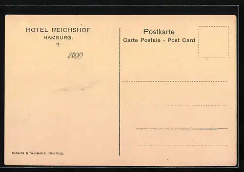 AK Hamburg-St.Georg, Hotel Reichshof, Innenansicht
