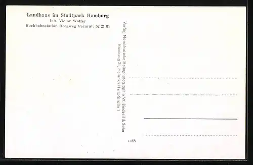 AK Hamburg-Winterhude, Landhaus im Stadtpark, Inh.: Victor Walter