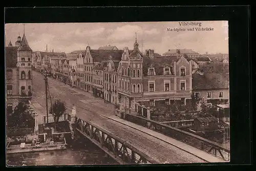 AK Vilsbiburg, Marktplatz und Vilsbrücke