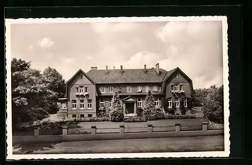 AK Hildesheim, Landfrauenschule in der Peiner Landstrasse 57 aus der Vogelschau