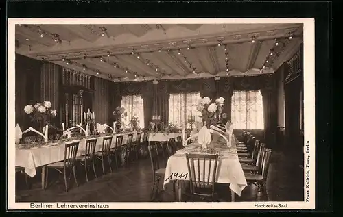 AK Berlin, Gaststätte Berliner Lehrervereinshaus / C. Saegers Gesellschafts-Säle, Alexanderstrasse 41, Hochzeits-Saal