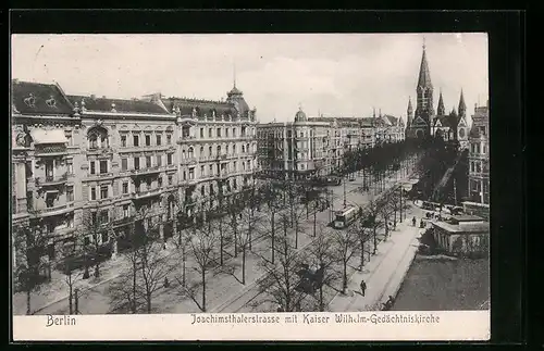 AK Berlin-Charlottenburg, Joachimsthalerstrasse mit Kaiser Wilhelm-Gedächtniskirche aus der Vogelschau