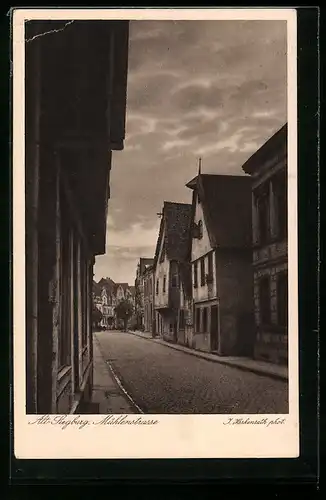 AK Alt-Siegburg, Mühlenstrasse mit Bäumen