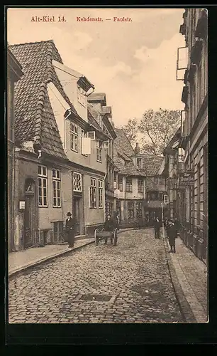 AK Alt-Kiel, Kehdenstrasse mit Gasthaus Zur Quelle und Faulstrasse