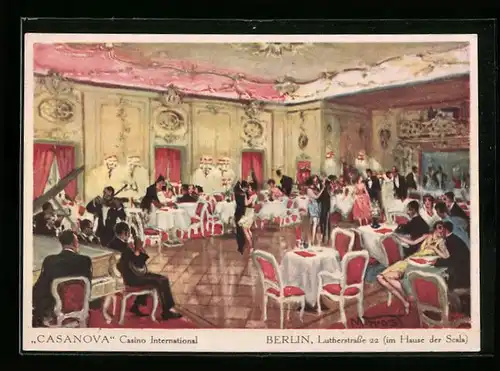 AK Berlin-Schöneberg, Cafe-Casino Casanova Casino International, Der Gelbe Saal