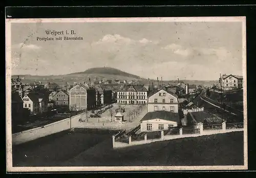 AK Weipert i. B., Postplatz mit Bärenstein