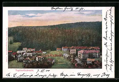 AK Teplitz-Eichwald, Ortsansicht aus der Vogelschau