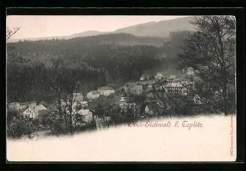 AK Ober-Eichwald bei Teplitz, Teilansicht aus der Vogelschau