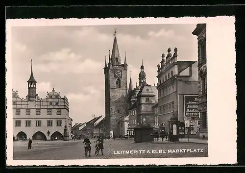 AK Leitmeritz /Elbe, Marktplatz mit Kirche