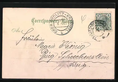 Lithographie Teplitz-Schönau, Blick von der Stephanshöhe