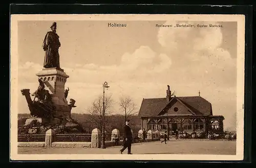 AK Holtenau, Restaurant Wartehalle mit Denkmal