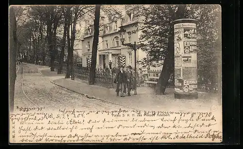 AK Kiel, Palais S K. H. des Prinzen Adalbert, Litfasssäule