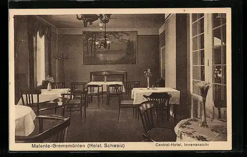 AK Malente-Gremsmühlen /Holst. Schweiz, Central-Hotel, Innenansicht