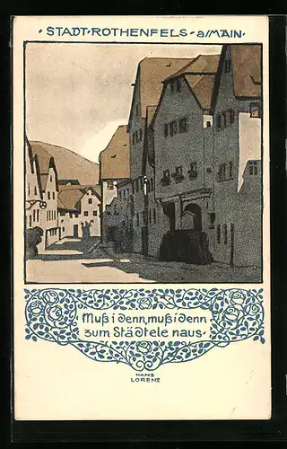 Künstler-AK Rothenfels a. M., H. Lorenz, Strassenpartie mit Wohnhäusern