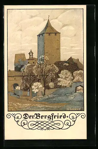 Künstler-AK Rothenfels a. M., H. Lorenz, Der Bergfried