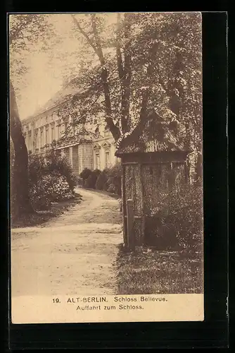 AK Berlin-Tiergarten, Schloss Bellevue, Auffahrt zum Schloss