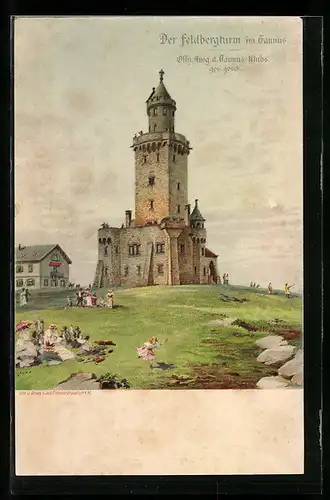 Lithographie Feldberg, Blick zum Feldbergturm