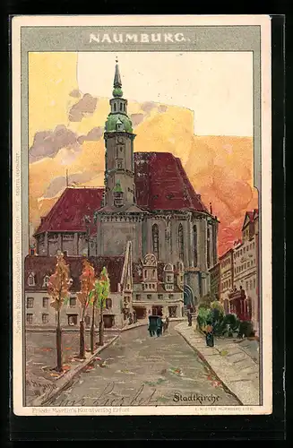 Künstler-AK Naumburg, Blick auf die Stadtkirche