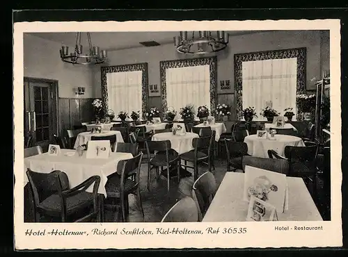 AK Kiel-Holtenau, Hotel Holtenau von R. Senftleben, Restaurant
