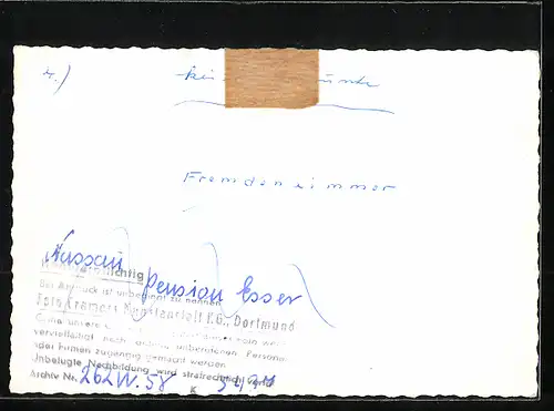 Foto-AK Nassau, Pension Esser, Doppelzimmer