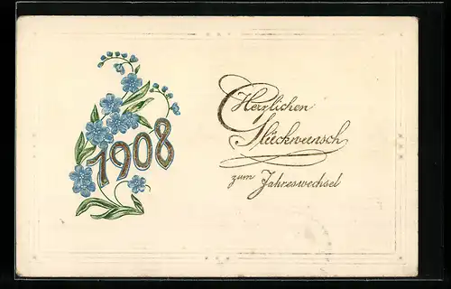 AK Jahreszahl 1908 mit Blumen