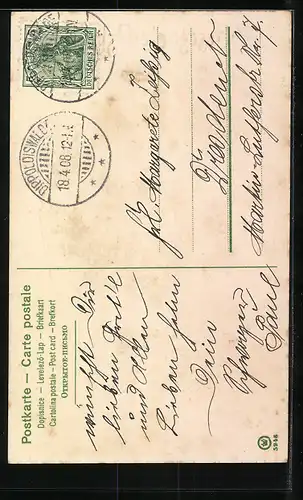 AK Osterengel mit Veilchen in den Händen