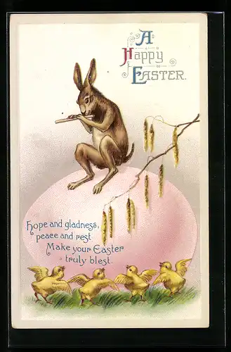AK Osterhase spielt die Querflöte zu Ostern