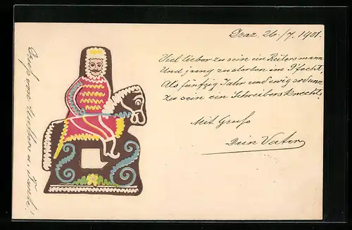 AK Reiter-Motiv auf Lebkuchen