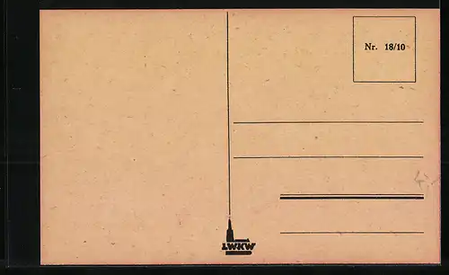AK Krampus mit Dreizack auf einer Rute