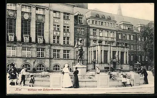 AK Kiel, Rathaus mit Schwertbrunnen
