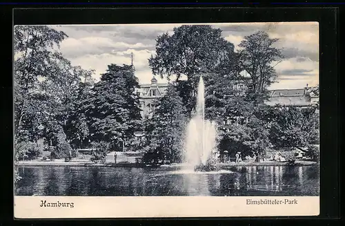 AK Hamburg, Eimsbütteler-Park mit Springbrunnen