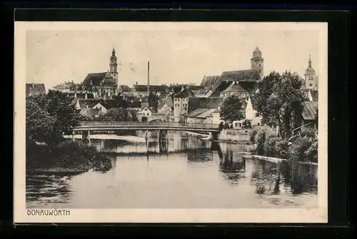 AK Donauwörth, Ortsansicht mit Brücke und Wasserpartie