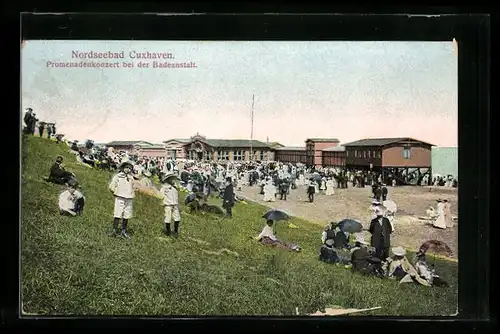 AK Cuxhaven /Nordsee, Promenadenkonzert bei der Badeanstalt