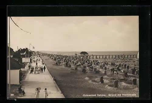 AK Dahme /Ostsee, Strand mit Promenade