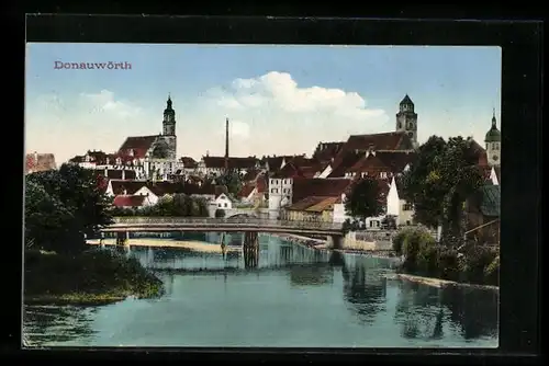 AK Donauwörth, Ortsansicht mit Brücke
