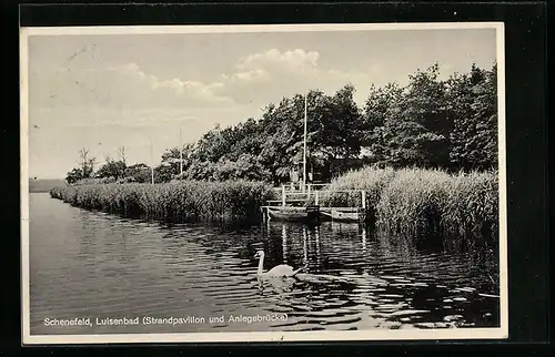 AK Schenefeld, Luisenbad mit Strandpavillon und Anlegebrücke